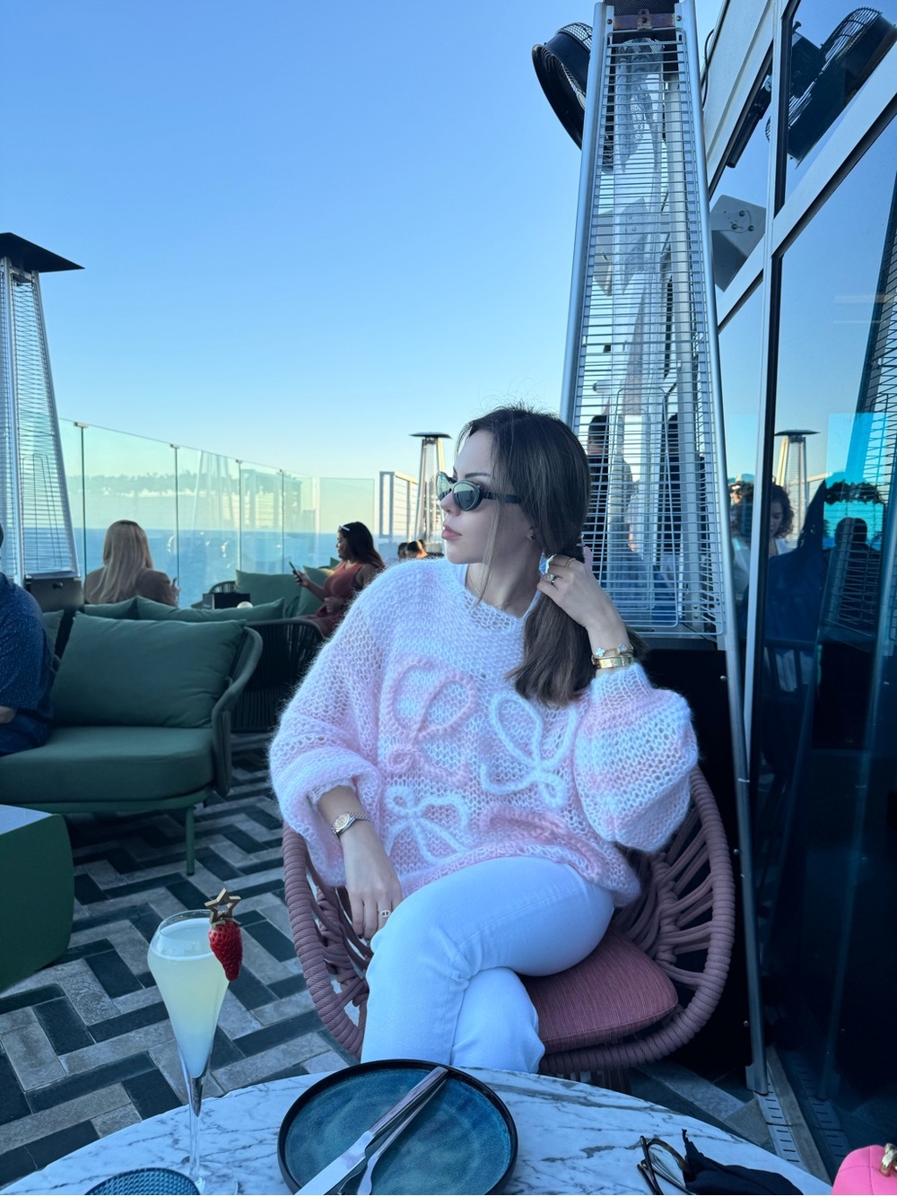 Loewe Pale Pink Hand-Knit Mohair-Blend Crewneck Sweater - Picture 2 of 9